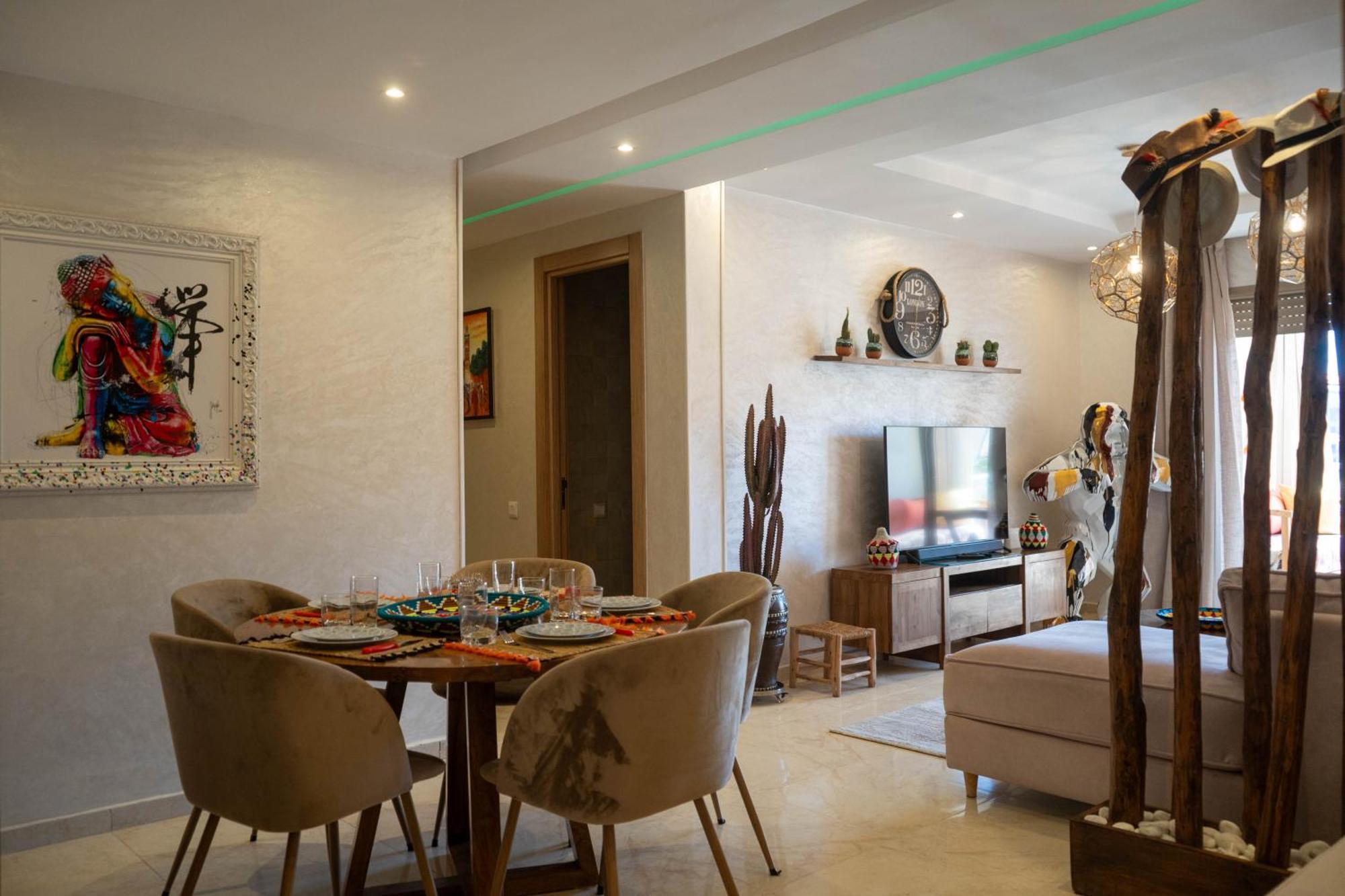 Magnifique Appartement Moderne De 2 Chambres Avec Piscine A 10 Min Du Centre De Marrakech Marrakesh Exteriör bild